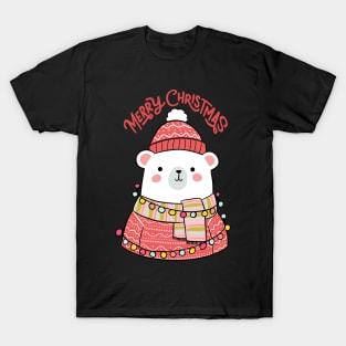 Merry Christmas cute polar bear illustration T-Shirt